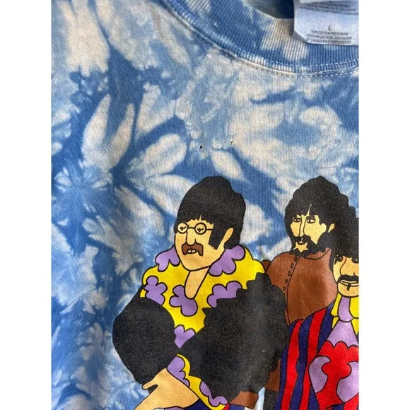 The Beatles Tie Dye T-Shirt Cartoon Band Tee Gildan Large Classic - Picture 3 of 6